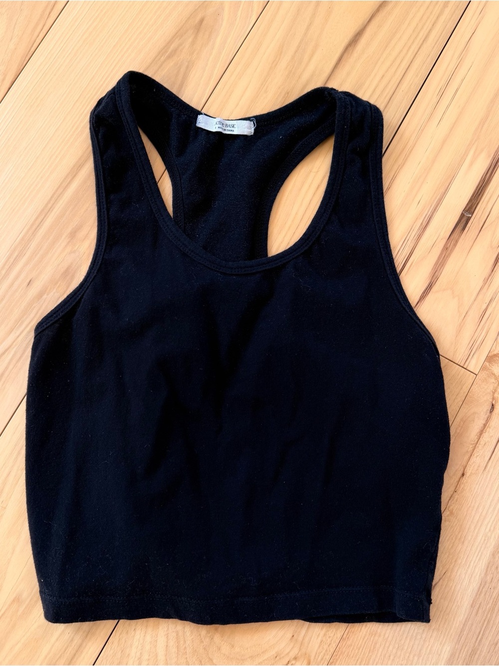 Active Basic Black Racerback Crop Tank